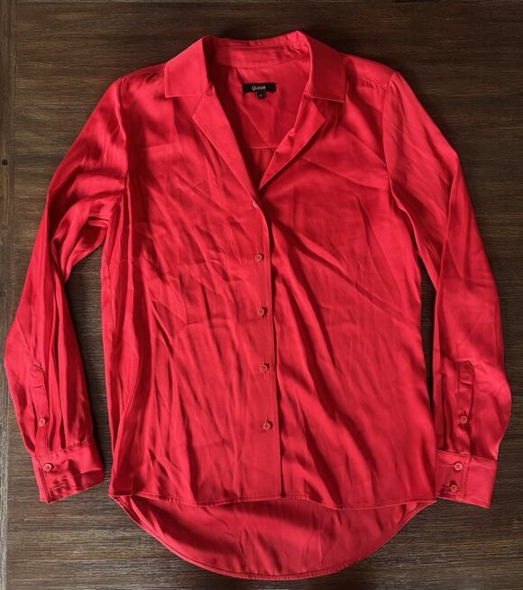 Quince Tops - Quince Washable Stretch Silk Blouse Shirt Women’s Small Notch Collar Salsa